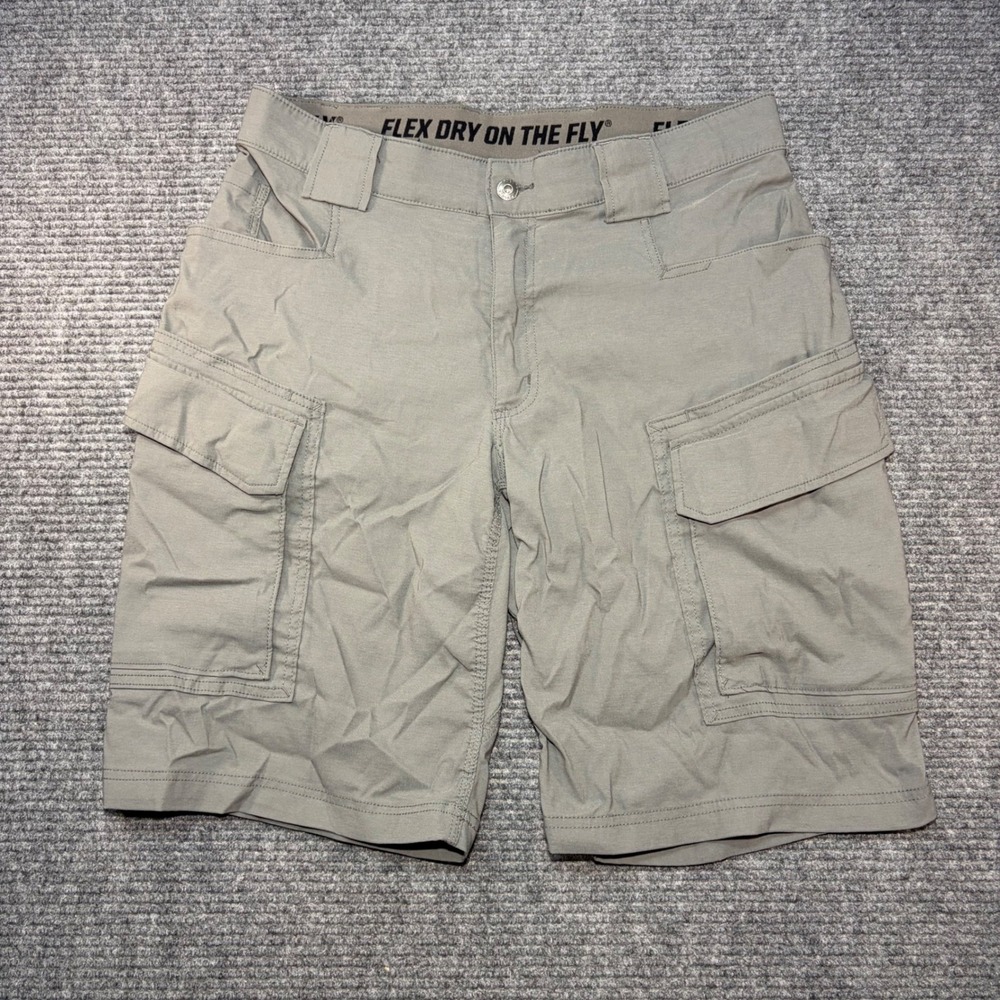 Duluth Trading Co Flex Dry on the Fly Cargo Shorts Mens 34 Relaxed Fit Gray